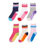 Jefferies Socks Scalloped Stripe Crew Socks 6-Pair Pack (Toddler/Little Kid/Big Kid)