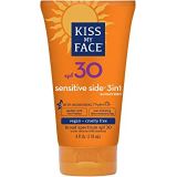 Kiss My Face Sunscreen Sensitive Side 3 in 1 with Oat Protein Complex, SPF 30 Sunblock, 4 oz Tube