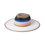 Badgley Mischka Straw Fedora Hat with Contrast Tape Combo