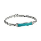 John Hardy Classic Chain Diamond Pave Bracelet with Turquoise