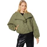 Blank NYC Cropped Tencel Quilted Jacket in Green Signs