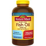 Nature Made Burp Less Fish Oil 1000 mg Softgels, Fish Oil Supplements, Omega 3 Fish Oil for Healthy Heart Support, Omega 3 Supplement with 320 Count(Pack of 1)