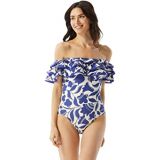 Kate Spade New York Zigzag Floral Ruffle Off-the-Shoulder One-Piece