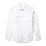 Calvin Klein Mens Long Sleeve Stretch Cotton Linen Button Down Shirt