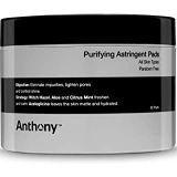 Anthony Purifying Astringent Toner Pads, 60 Count, Contains Witch Hazel, Aloe Vera, and Citrus Mint, to Eliminate Impurities, Tighten Pores and Control Shine
