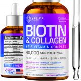 GENIUS CURE Genius Biotin & Collagen Hair Growth Support Drops - Hair Supplement - Healthy Skin & Nails - Liquid Biotin & Collagen Supplement for Easy Absorption - Healthy Hair Growth for Men