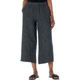 Eileen Fisher Wide Leg Cropped Pants in Washed Organic Linen Delave