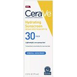 Cerave 100% Mineral Sunscreen SPF 30 | Face Sunscreen with Zinc Oxide & Titanium Dioxide for Sensitive Skin | 2.5 oz, 1 Pack