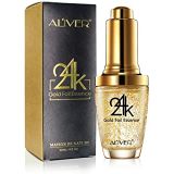 AL'IVER 24K Gold Foil Essence Anti Aging & Wrinkle Moisturizing Firming Face Serum Treatment for Women Skin Care Hyaluronic Acid Liquid (30ml)