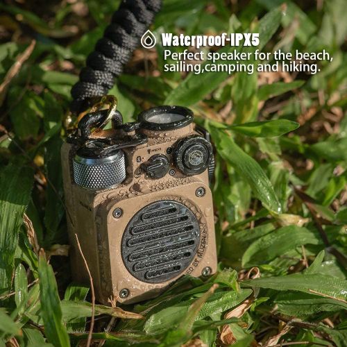  Muzen Wild Mini Rugged Outdoor Speaker, Bluetooth 5.0 Portable Speaker with Built-in Flashlight, Crystal Clear Sound, Wireless Waterproof Speakers for Travel, Outdoors