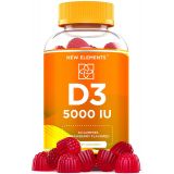 New Elements Vitamin D3 Gummies 5000 IU, Immune Support, Bone Health, Joint Support, High Potency Chewable Vitamin D3 Supplement for Adults, Vegan, Pectin Based, Non-GMO, Gluten Free