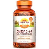 Sundown Triple Omega 3-6-9, Heart and Circulatory Health, 200 Softgels (Packaging May Vary)
