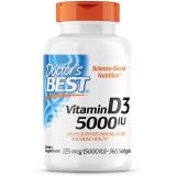 Doctors Best Vitamin D3 5,000 IU for Healthy Bones, Teeth, Heart and Immune Support, Non-GMO, Gluten-Free, Soy Free, 360 Count (Pack of 1)