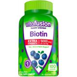 vitafusion Extra Strength Biotin Gummy Vitamins, Blueberry Flavored Biotin Vitamins for Hair, Skin and Nails, 100 Count