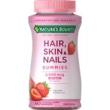 Natures Bounty Hair, Skin & Nails with Biotin, Strawberry Gummies Vitamin Supplement, Supports Hair, Skin, and Nail Health for Women, 2500 mcg, 140 Ct