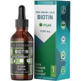 VITBOOST Extra Strength 10,000mcg Biotin Liquid Drops with Organic Berry Flavor 60 Servings Vegan Formula Supports Hair Growth, Strong Nails, Healthy Skin NO Artificial Preservatives
