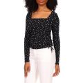 MICHAEL Michael Kors Petite Floral Square Neck Ruched Long Sleeve Top