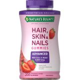 Natures Bounty Optimal Solutions Advanced Hair, Skin & Nails Gummies, Strawberry, 200 Count