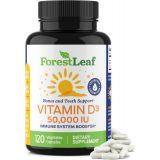 ForestLeaf - Vitamin D3 50,000 IU Weekly Supplement - 120 Vegetable Vitamin D Capsules for Bones, Teeth, and Immune Support - Easy Swallow Pure Vitamin D3 50000 IU- Non GMO Pills