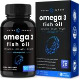 NutraChamps Omega 3 Fish Oil Supplements 3600mg with EPA & DHA High Potency Omega 3 Supplement to Support Heart, Brain, Joints, Skin, Eyes & Immune Health 180 Natural Lemon Burpless Fish Oil C