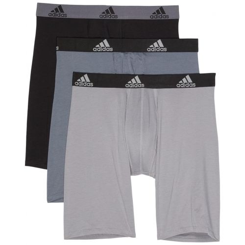 아디다스 Adidas Stretch Cotton Long Boxer Brief Underwear 3-Pack