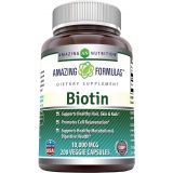 Amazing Nutrition Amazing Formulas Biotin Supplement 10000 mcg (Non-GMO, Gluten Free) - Supports Healthy Hair, Skin & Nails - Promotes Cell Rejuvenation (Veggie Capsules, 200 Count)