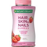 Natures Bounty Vitamin Biotin Optimal Solutions Hair, Skin and Nails Gummies, 200 Count