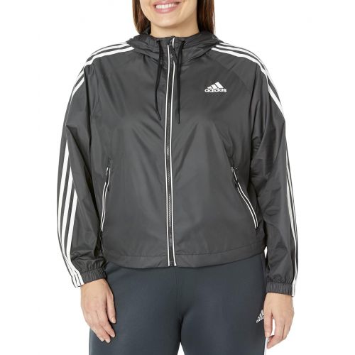 아디다스 Womens adidas Outdoor Plus Size BSC 3-Stripes Wind Jacket