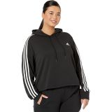 adidas Plus Size 3-Stripes French Terry Cropped Hoodie