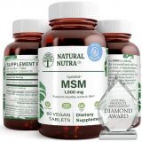 Natural Nutra OptiMSM with Methylsulfonylmethane, Pure MSM Supplement with Sulfur, Prevent Thinning Hair, Wrinkles, Increase Joint Flexibility and Bone Health, 1000 mg, 60 Vegan Ta