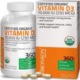 Bronson Vitamin D3 10,000 IU (250 mcg) 1 Year Supply for Immune Support, Healthy Muscle Function & Bone Health, High Potency Organic Non-GMO Vitamin D Supplement, 360 Tablets