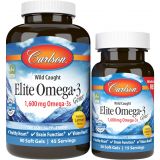 Carlson - Elite Omega-3 Gems, 1600 mg Omega-3 Fatty Acids Including EPA and DHA, Norwegian Fish Oil Supplement, Wild Caught, Sustainably Sourced Fish Oil Capsules, Lemon, 90+30 Sof