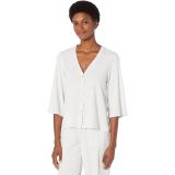 HUE Bell Sleeve Ribbed Button-Up Pajama Lounge Cardigan