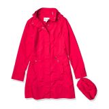 Cole Haan Womens Packable Hooded Rain Jacket with Bow