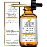 Health Priority Natural Products Organic Vitamin E Oil - Small Batch, Hand Made in South Carolina Using Sunflower Oil. Nourish Your Face and Repair Damaged Skin Naturally. (Unscented, 1 Fl Oz (Pack of