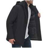 Calvin Klein Mens Hooded Rip Stop Water and Wind Resistant Jacket with Fleece Bib