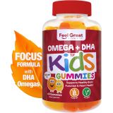 Feel Great 365 Feel Great Vitamin Co. Complete DHA Gummies for Kids with Omega 3 6 9 + DHA, Vitamin C Supports Healthy Brain Function, Vision & Heart Health Gluten Free, Vegetarian & Non-GMO 60 G