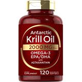 Carlyle Antarctic Krill Oil 2000 mg 120 Softgels Omega-3 EPA, DHA, with Astaxanthin Supplement Sourced from Red Krill Maximum Strength Laboratory Tested