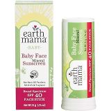 Baby Face Mineral Sunscreen Face Stick SPF 40 by Earth Mama | Reef Safe, Non-Nano Zinc, Contains Organic Shea Butter & Calendula, 0.74-Ounce