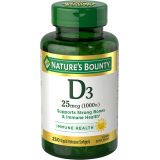 Natures Bounty Nature’s Bounty Vitamin D3 1000 IU, Immune Support, Helps Maintain Healthy Bones, 250 Rapid Release Softgels