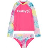 Hurley Kids UPF 50+ Rashguard and Bikini Bottoms Swimsuit Set (Big Kids)