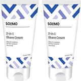 Amazon Brand - Solimo 2-In-1 Shave Cream, Fragrance Free, 6 Fl. Oz. (Pack Of 2)