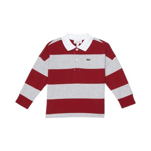 라코스테 Long Sleeve Striped Color-Block Polo Shirt (Toddler/Little Kids/Big Kids)