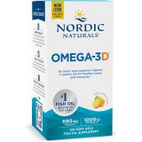 Nordic Naturals Omega-3D, Lemon Flavor - 120 Soft Gels - 690 mg Omega-3 + 1000 IU Vitamin D3 - Fish Oil - EPA & DHA - Immune Support, Brain & Heart Health, Healthy Bones - Non-GMO