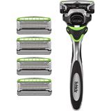 Schick Hydro Sense Sensitive Razors for Men With Skin Guards and Shock Absorbent Technology, 1 Razor Handle and 5 Razor Blades Refills