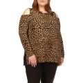 MICHAEL Michael Kors Plus Size Cheetah Long Sleeve Cold-Shoulder