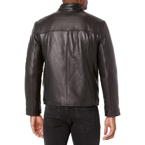 콜한 Cole Haan Mens Smooth Lamb Leather Jacket With Convertible Collar