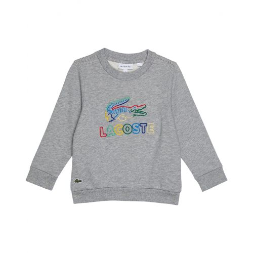 라코스테 Lacoste Kids Rainbow Logo and Croc Classic Crew Neck (Toddleru002FLittle Kidsu002FBig Kids)