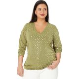 MICHAEL Michael Kors Plus Size V-Neck Ruched Long Sleeve Top