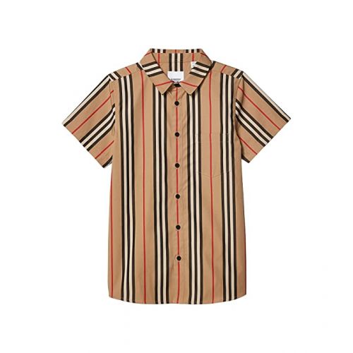 버버리 Burberry Kids Fredrick Icon Short Sleeve Shirt (Little Kids/Big Kids)